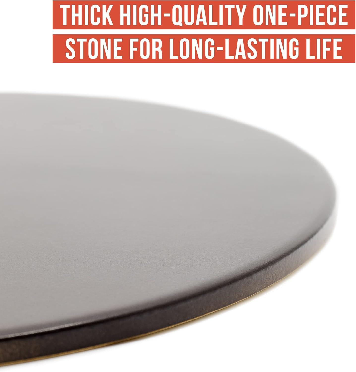 Chef Pomodoro Round Pizza Stone for Grill and Oven, Natural Baking Stone 15"