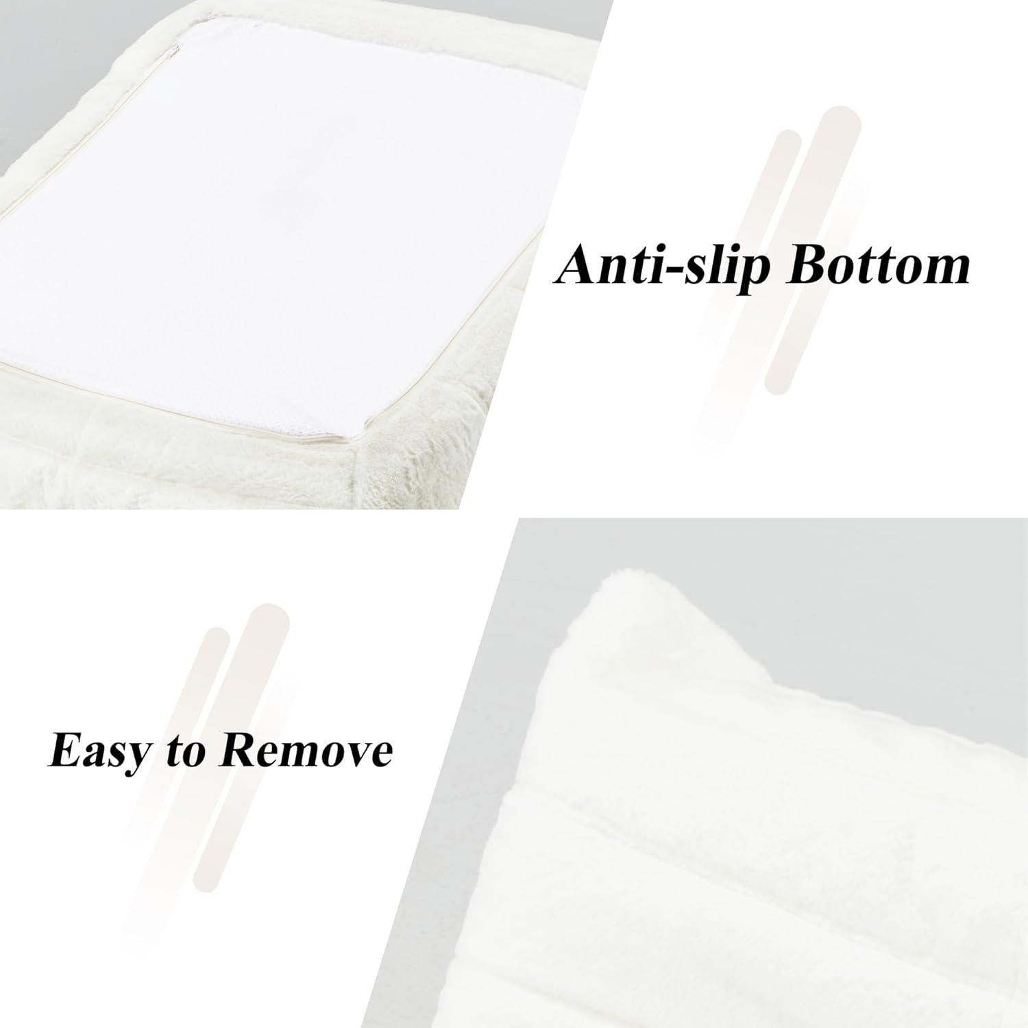 Bean Bag Chair Big Sofa Beanbag Chair for Adults Fireside Chair Bean Bag Lounger with Memory Foam Filled for Home,Apartment or Gaming Venue (White Plush)