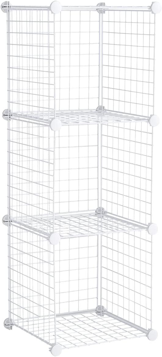 Rubbermaid 3-Piece Stackable Modular Storage Cube Set, Closet Organizer, White