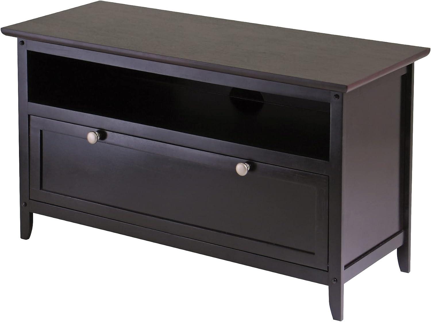 Espresso Transitional 36" TV Stand with Cabinet and Open Shelf