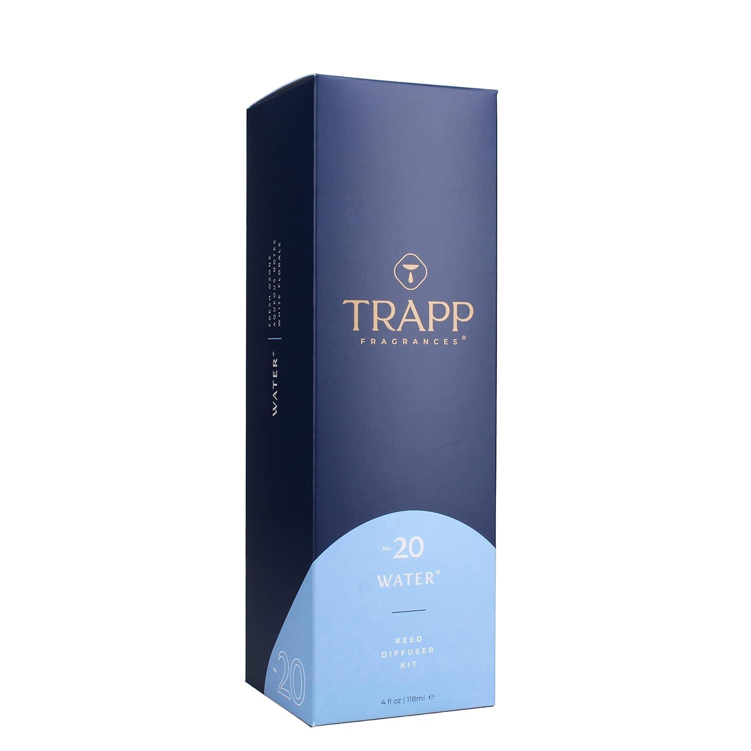 Trapp - No. 20 Water - Reed Diffuser Kit - 2 Sets of 12 Reeds, Scented Diffuser Oil (4 oz.), Vase - Long Lasting Scent Notes of Fresh Ozone, Aqueous Notes, and White Florals