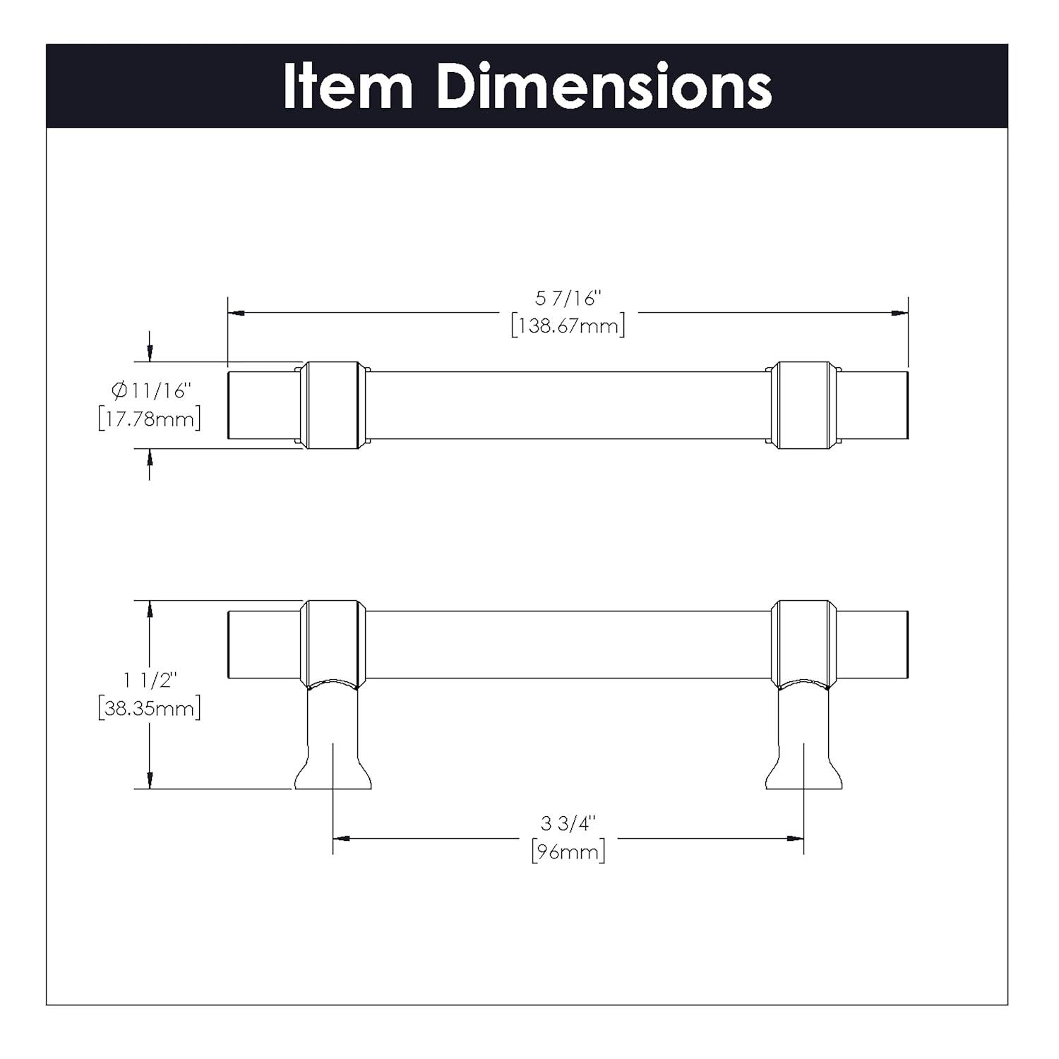 Crystal Palace Kitchen Handles, Solid Core Drawer Pulls for Cabinet Doors, 3-3/4"