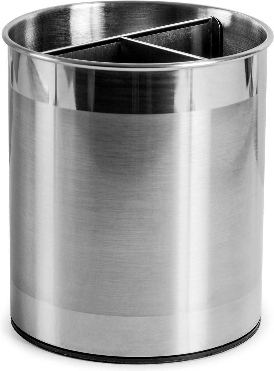 Extra Large Stainless Steel Rotating Utensil Holder with Divider