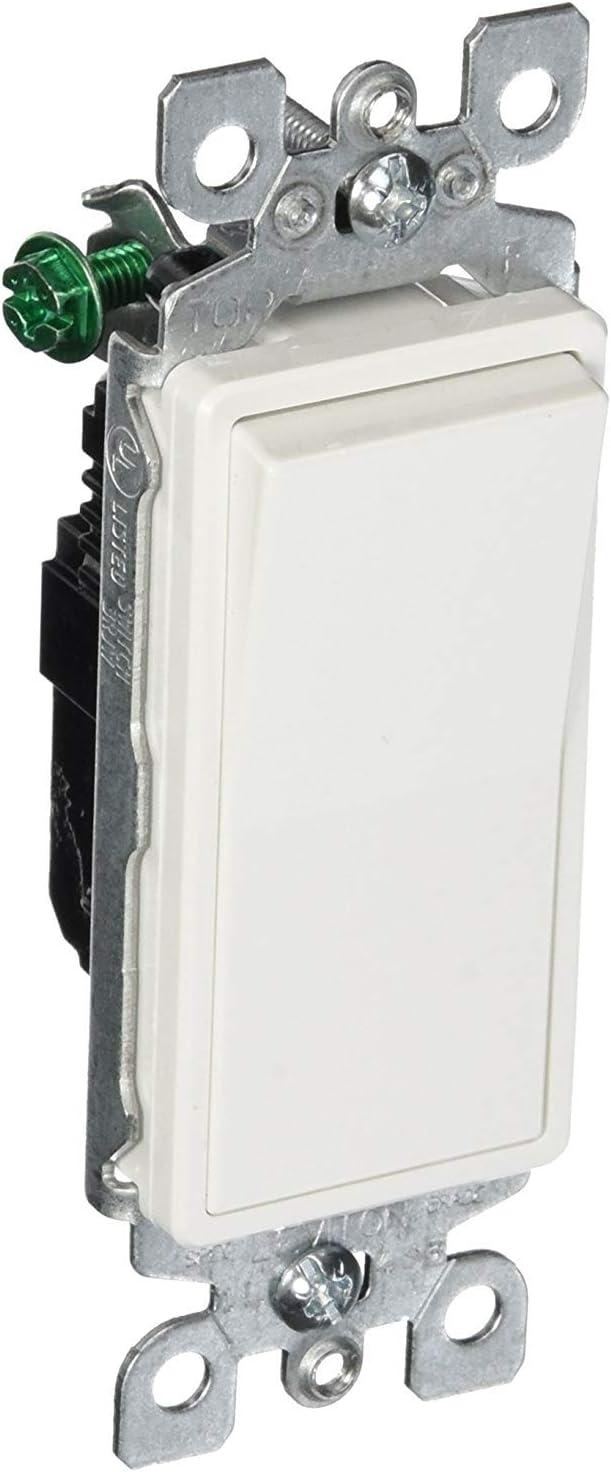 Leviton Decora 15 Amp Single Pole Rocker AC Quiet Light Switch, White (10-Pack)