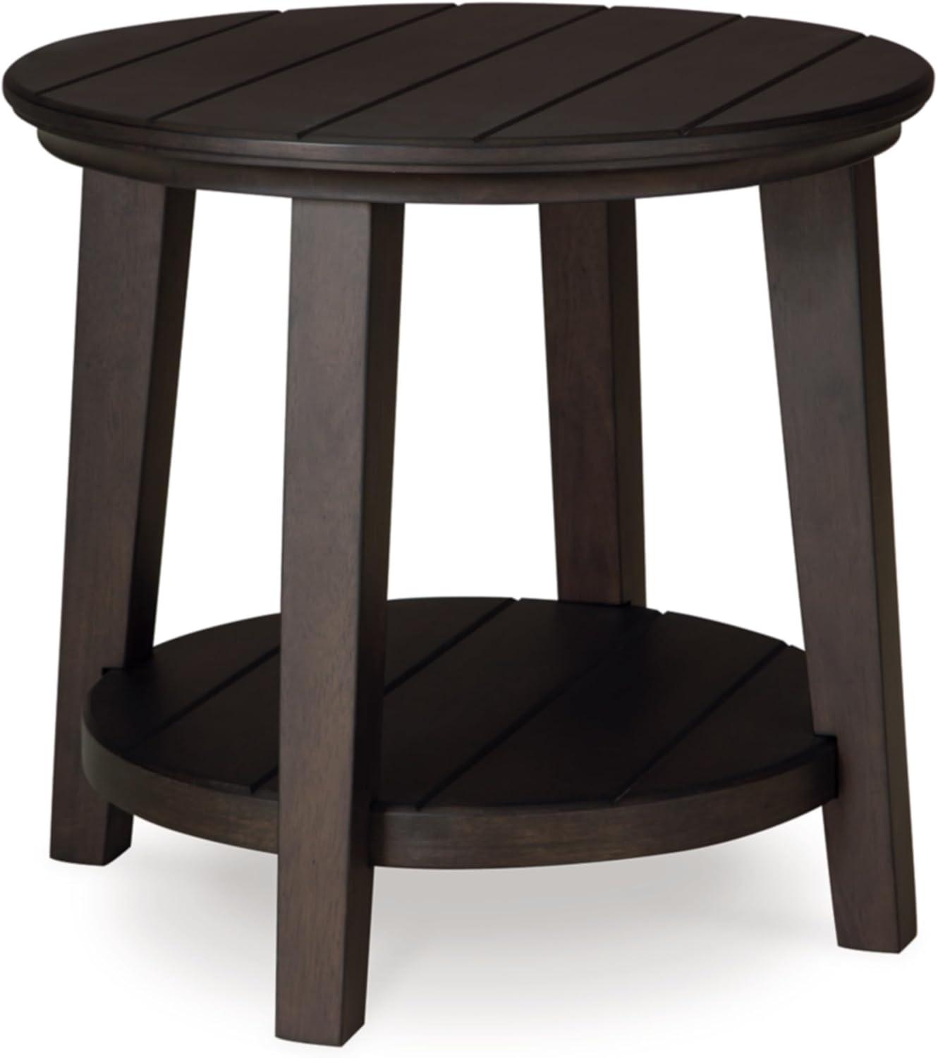 Signature Design by Ashley Celamar Modern Farmhouse End Table with Lower Shelf, Dark Brown