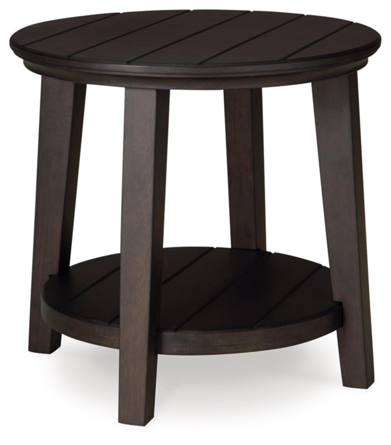 Signature Design by Ashley Celamar Modern Farmhouse End Table with Lower Shelf, Dark Brown