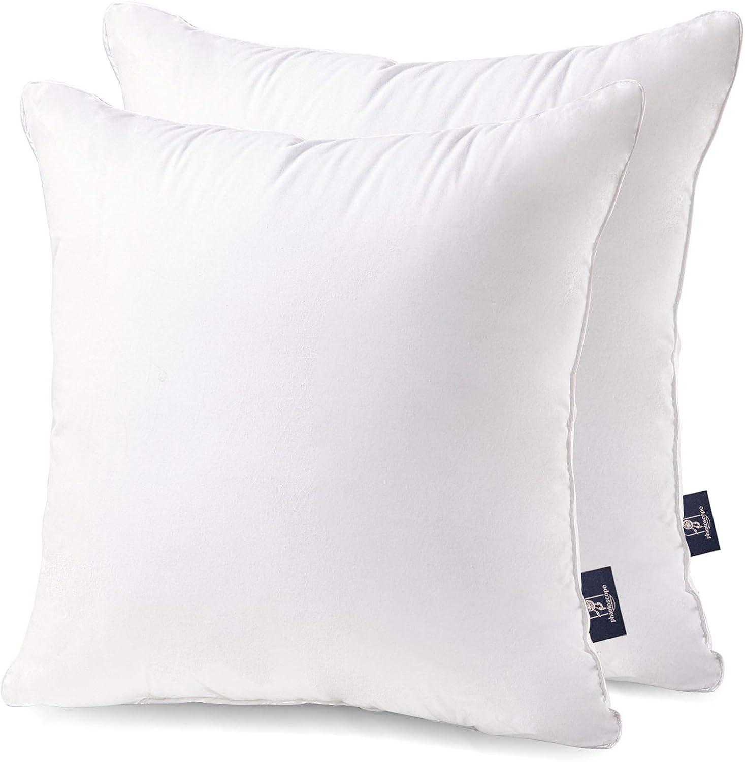 20" x 20" White Cotton Hypoallergenic Pillow Inserts, Set of 2