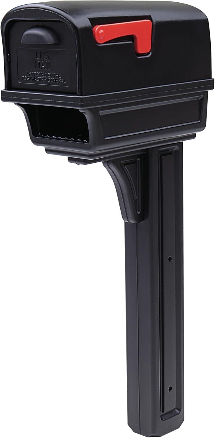 Large Black Plastic Post Mount Mailbox with Rear Access