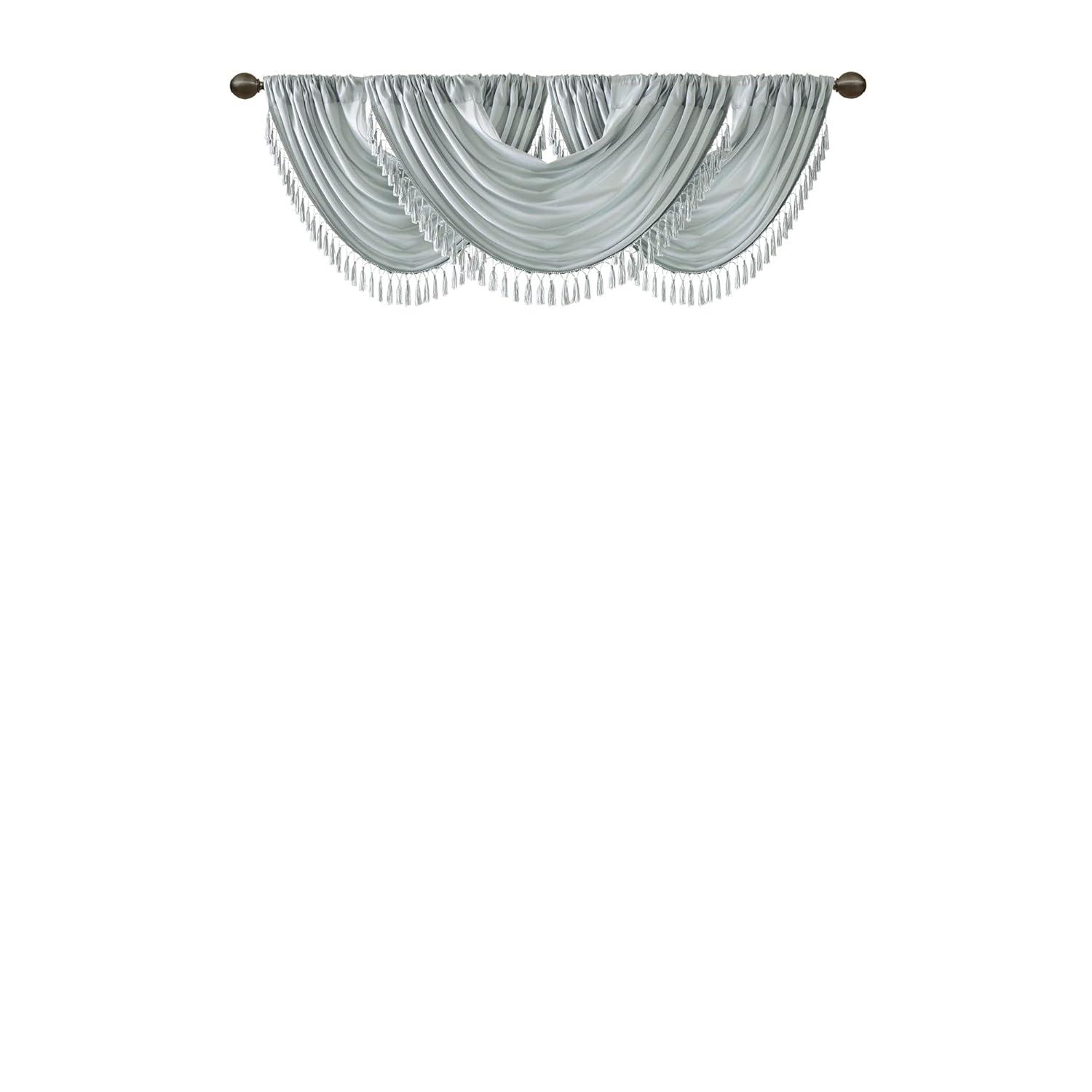 Elena Faux Silk Waterfall Embellished 38'' W Window Valance