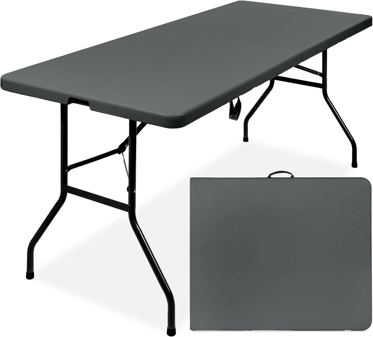 Best Choice Products 6ft Plastic Folding Table, Indoor Outdoor Heavy Duty Portable w/ Handle, Lock