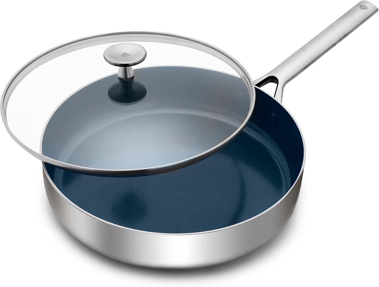 Blue Diamond 12.6" Stainless Steel Nonstick Sauté Pan with Lid