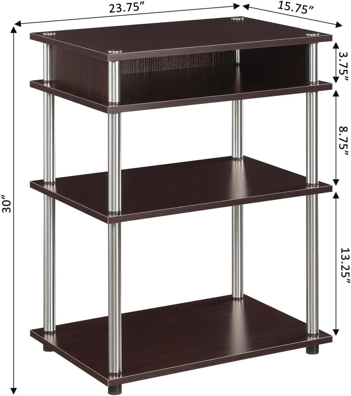 Convenience Concepts Designs2Go No Tools Printer Stand with Shelves, Espresso