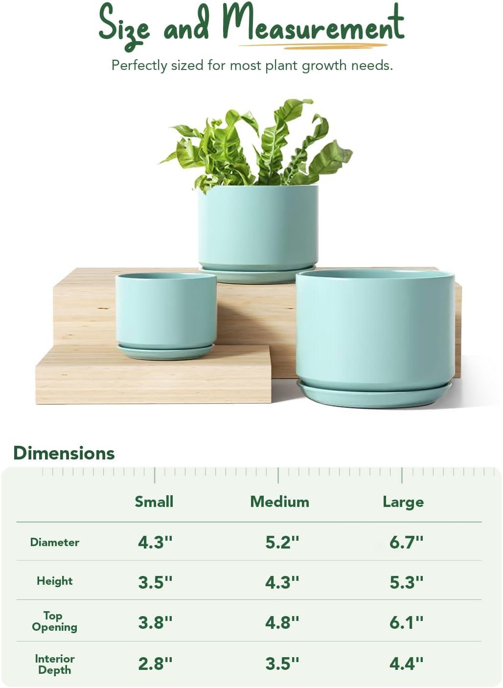 Set Of 3 Modern Ceramic Planter Pots With Drainage - Stylish Indoor/Outdoor Decor