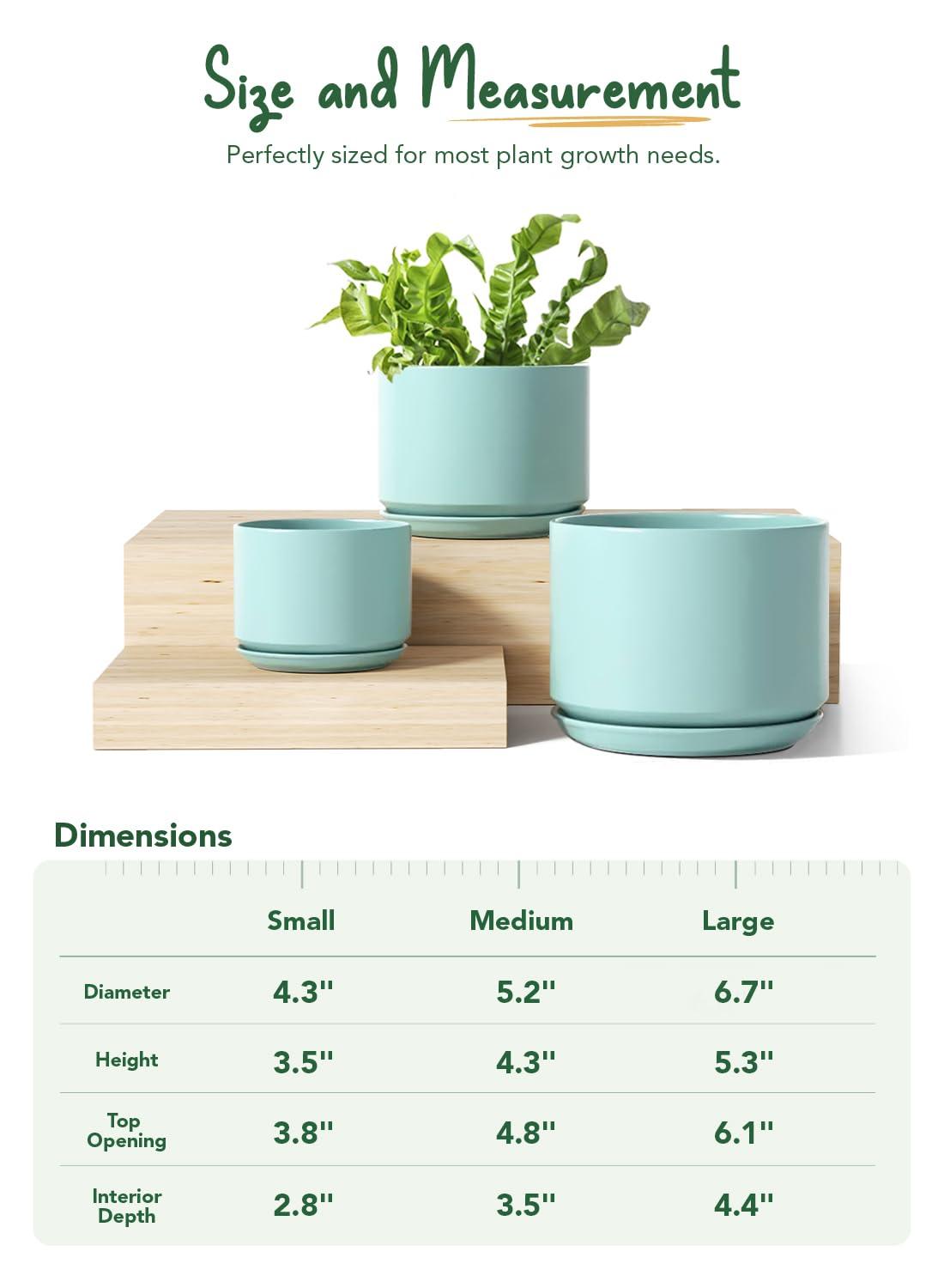 Set Of 3 Modern Ceramic Planter Pots With Drainage - Stylish Indoor/Outdoor Decor