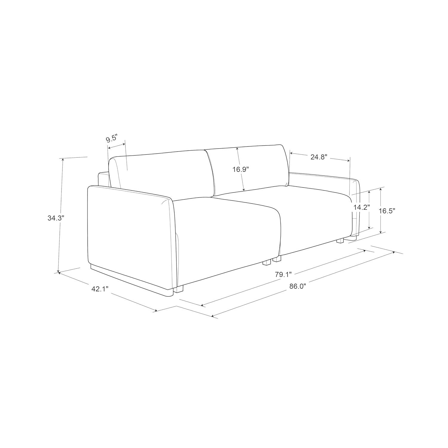Serta Durango 86" Upholstered Queen Size Convertible Sleeper Sofa