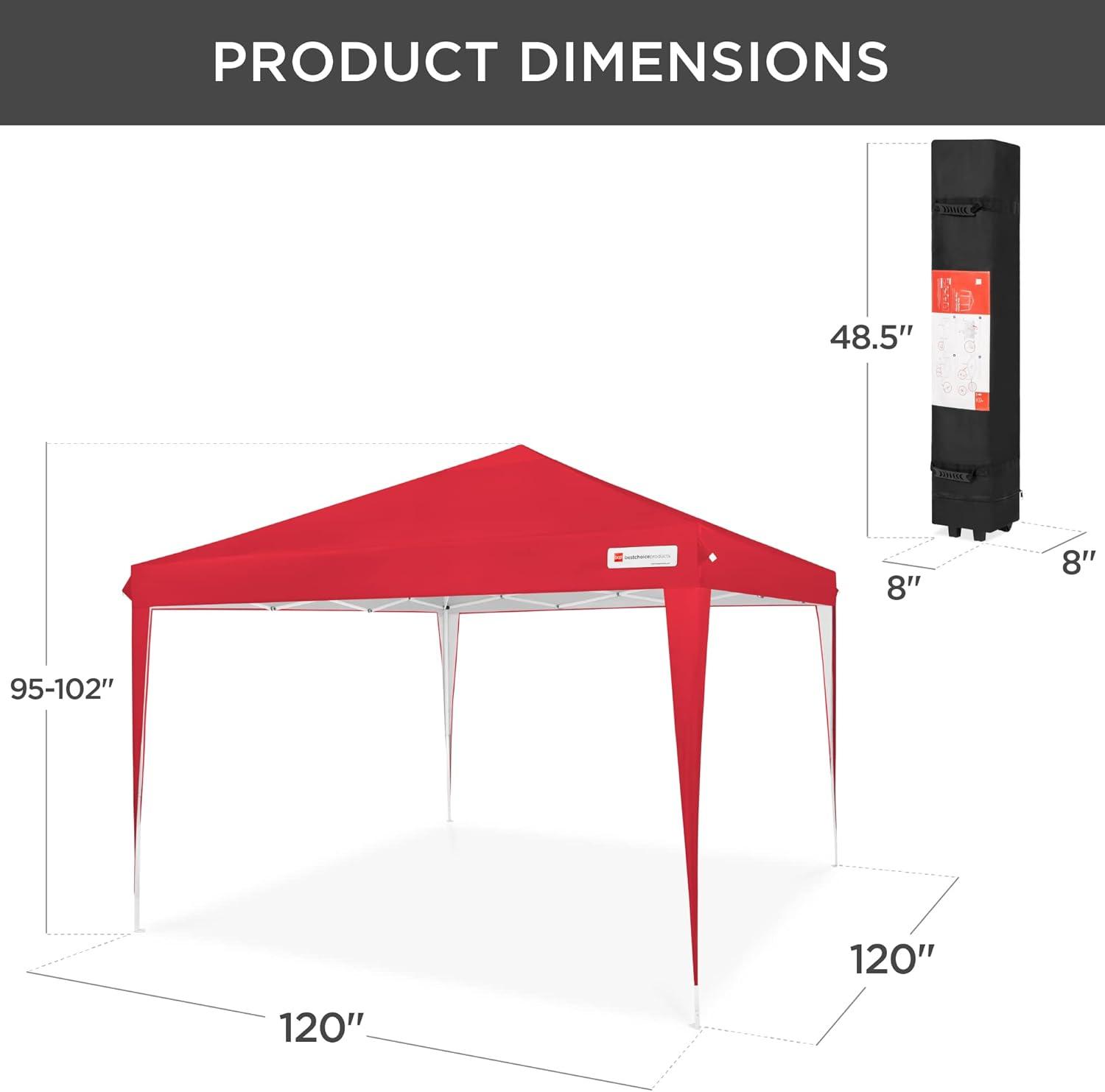 Red 10x10ft Portable Pop-Up Canopy Tent with Carrying Bag