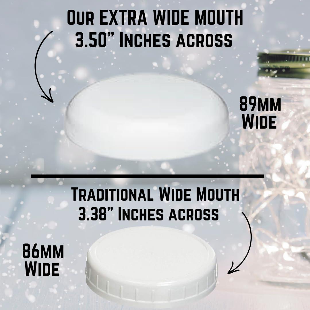 Jarming Collections 16oz Wide Mouth Glass Storage Jars – Extra-Wide Opening with BPA-Free Plastic Lids for Easy Filling, Food Storage, Pantry Organization & Canning Storage – Made in USA  (Set of 2)