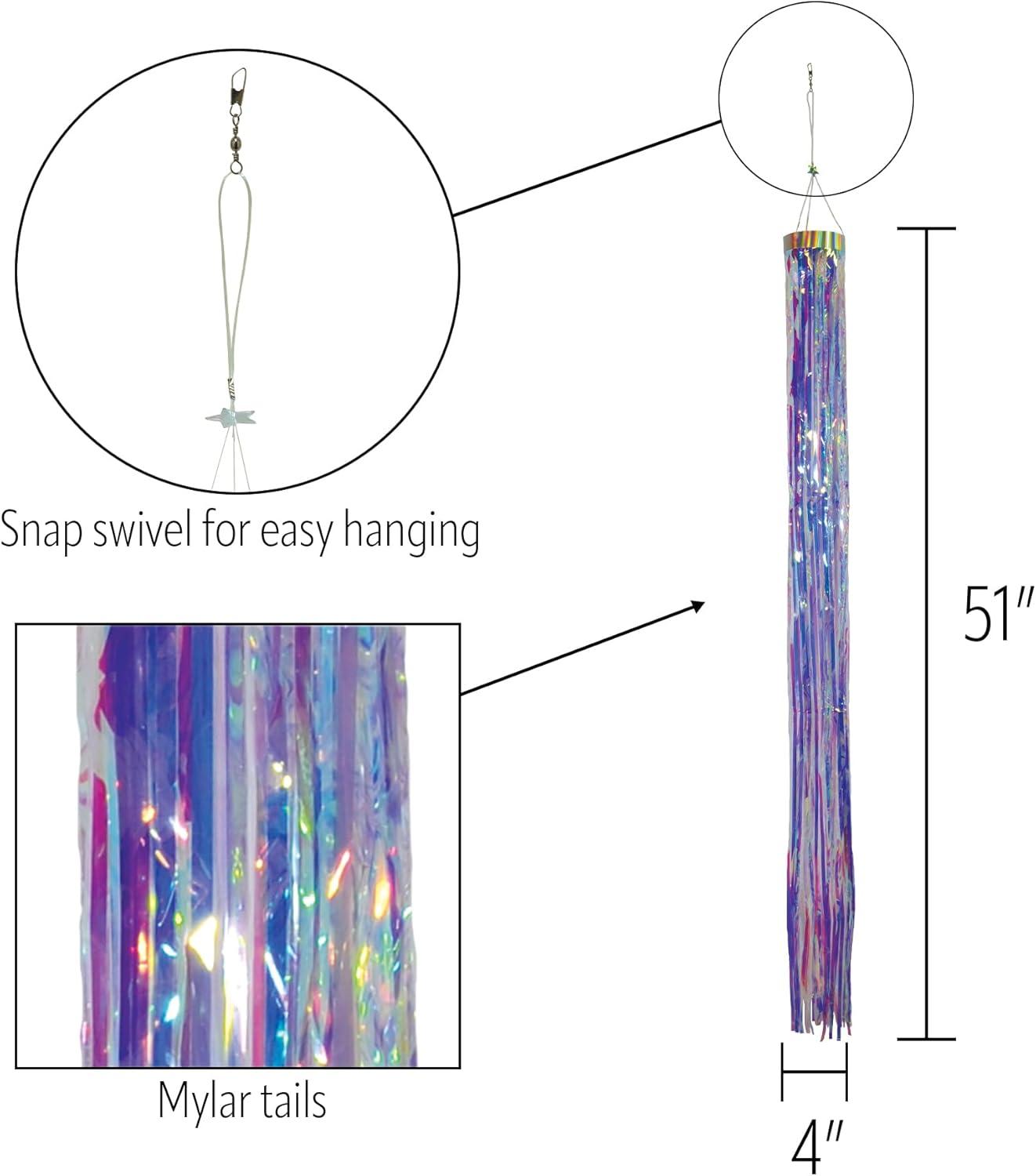 51 Inch Iridescent Holographic Mylar Windsock