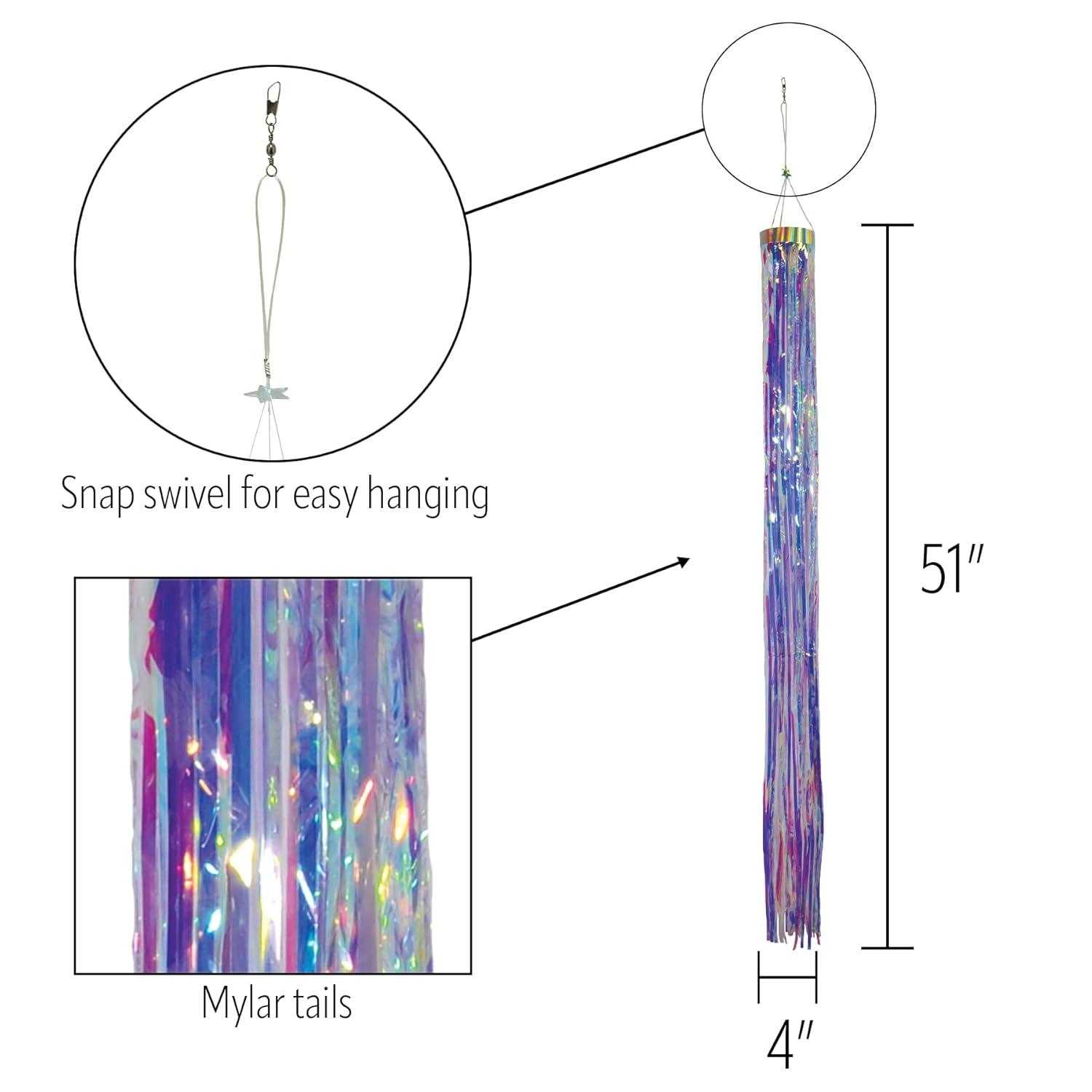 In the Breeze 9064 — 51 Inch Iridescent Holographic Windsock - Decorative and Humane Bird and Pest Deterrent