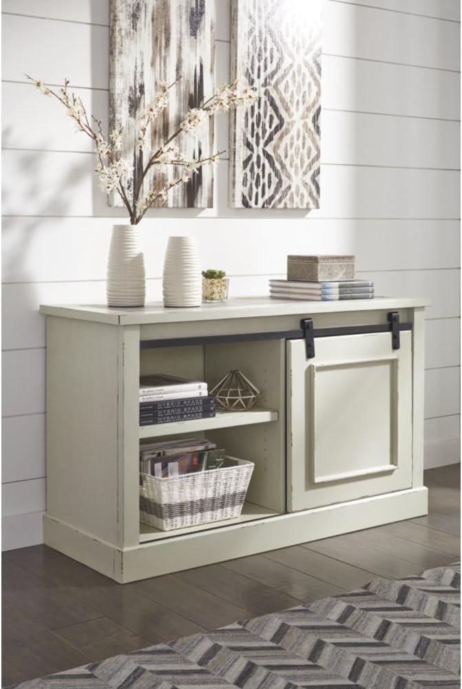 Distressed White and Gray 50" Farmhouse Office Credenza