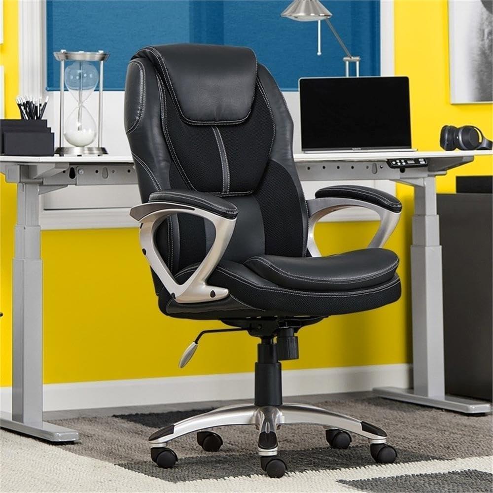 Iridescent Silver High-Back Executive Office Chair with Black Mesh