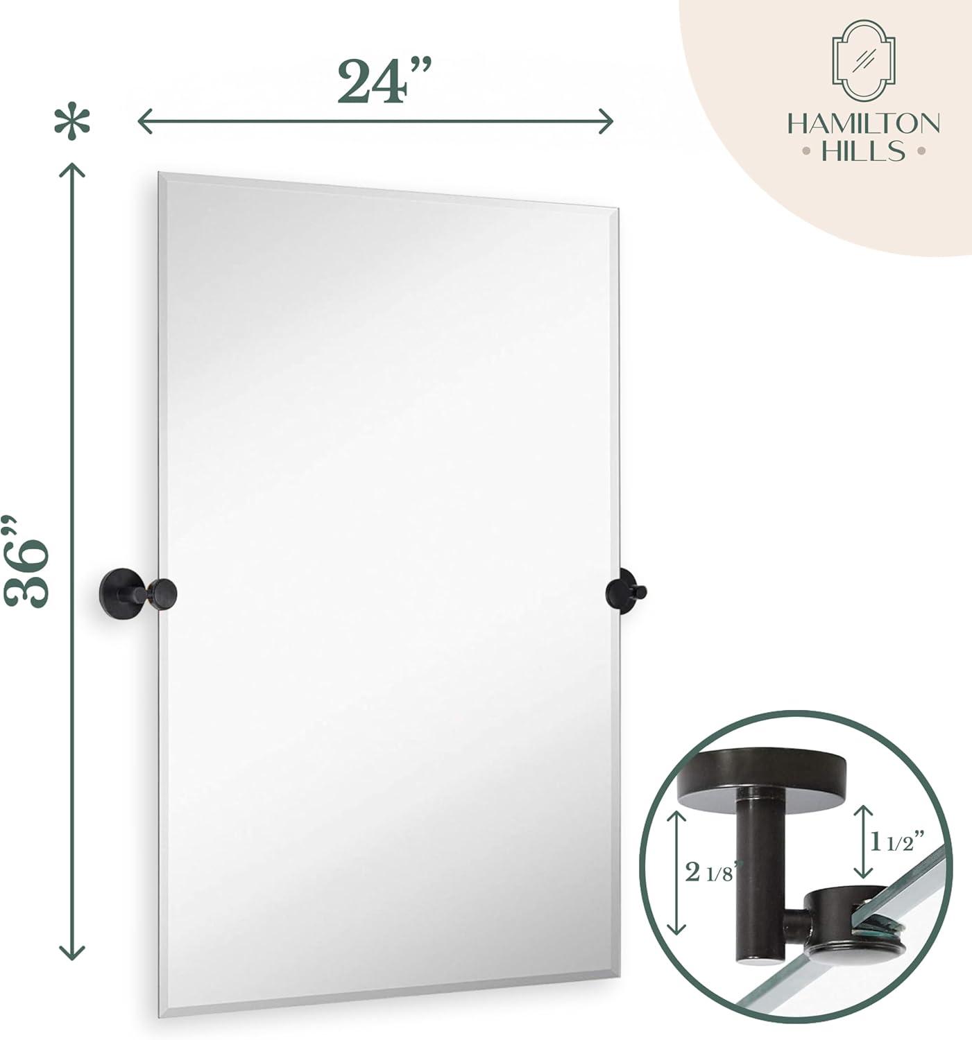 Hamilton Hills Large Tilting Pivot Rectangle Mirror with Brushed Gold Wall Anchors