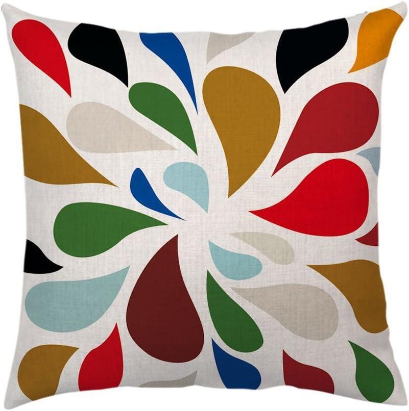 Colorful Geometric Cotton Linen Euro Throw Pillow Covers