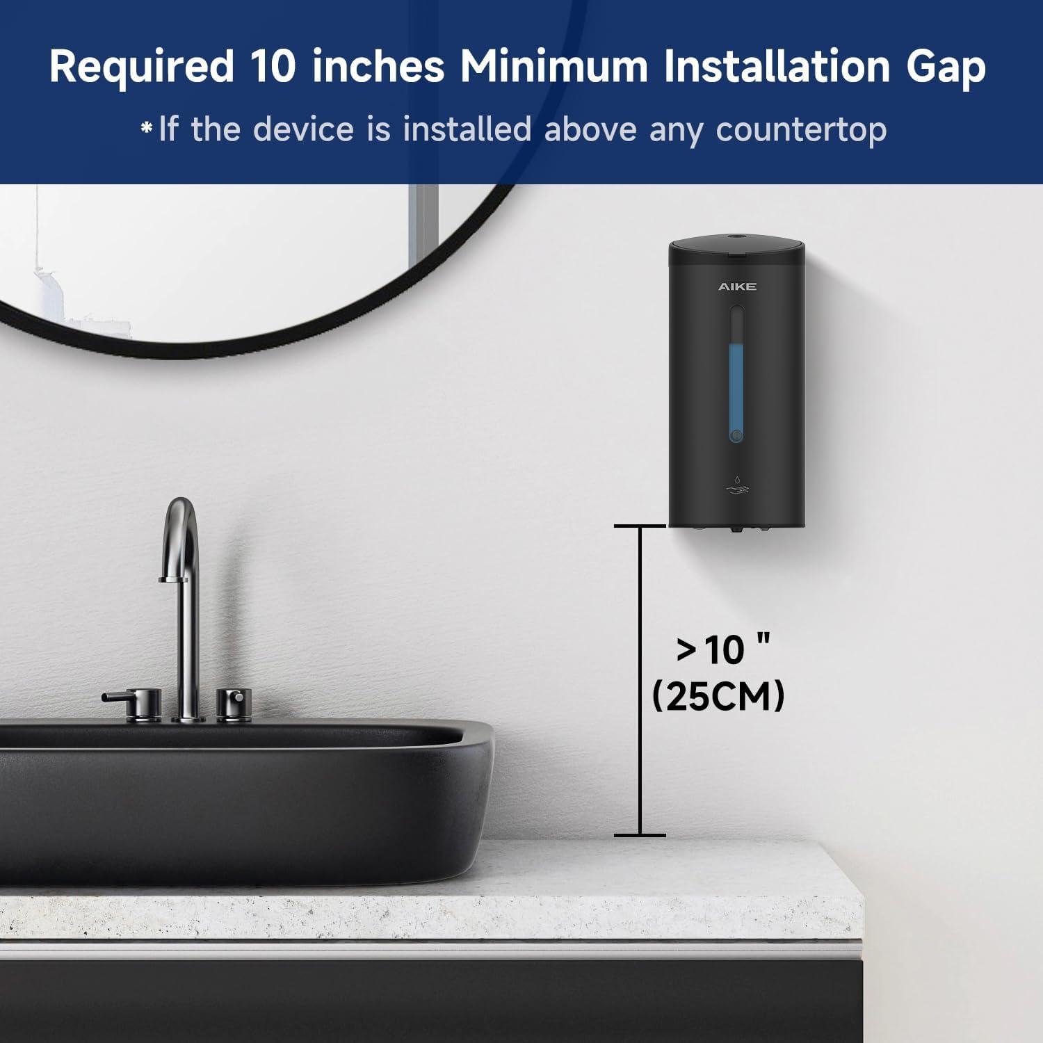 AIKE Automatic Wall Mount Liquid Soap Dispenser, Commercial Stainless Steel with 25oz Large Capacity Save Time Effort and Cost,Model AK1205(Matte Black)