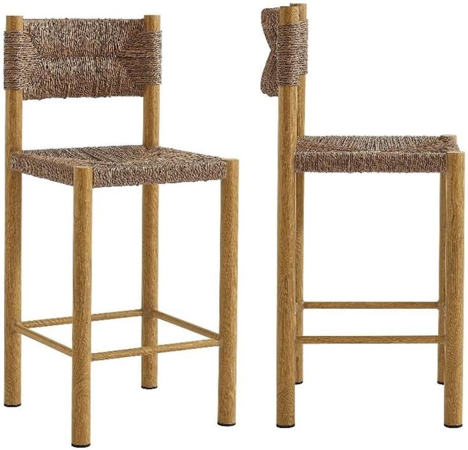Modway Parkland Outdoor Patio Rattan And Aluminum Counter Stools Set Of 2