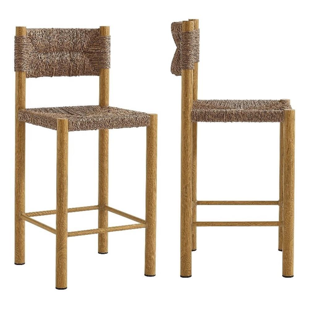 Modway Parkland Outdoor Patio Rattan And Aluminum Counter Stools Set Of 2
