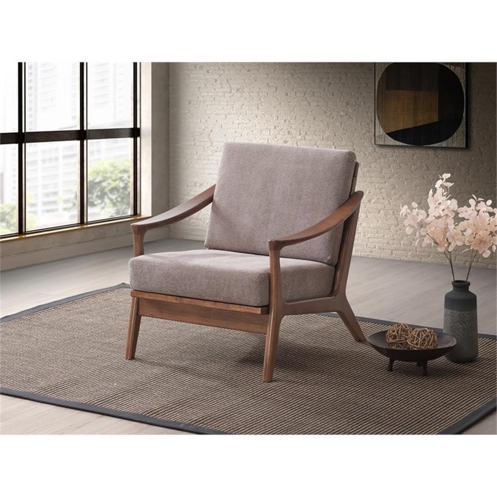 31" Lide Accent Chair Light Brown Fabric/Brown Finish - Acme Furniture: Cotton Upholstery, Wood Frame, No Assembly Required