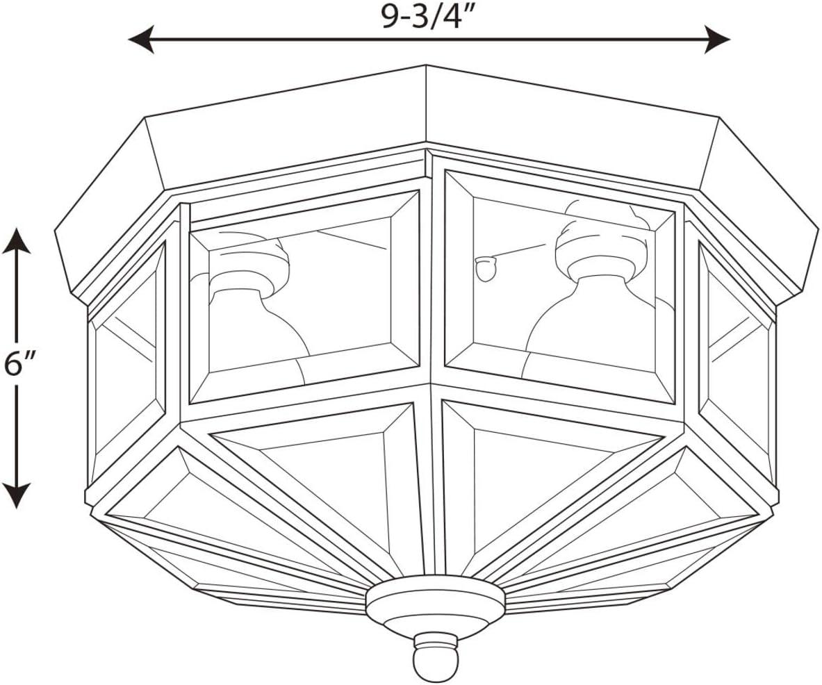 Progress Lighting, Hide-a-lite Iii, 3-Light Flush Mount, Antique Bronze, Clear Beveled Glass, Brass Material