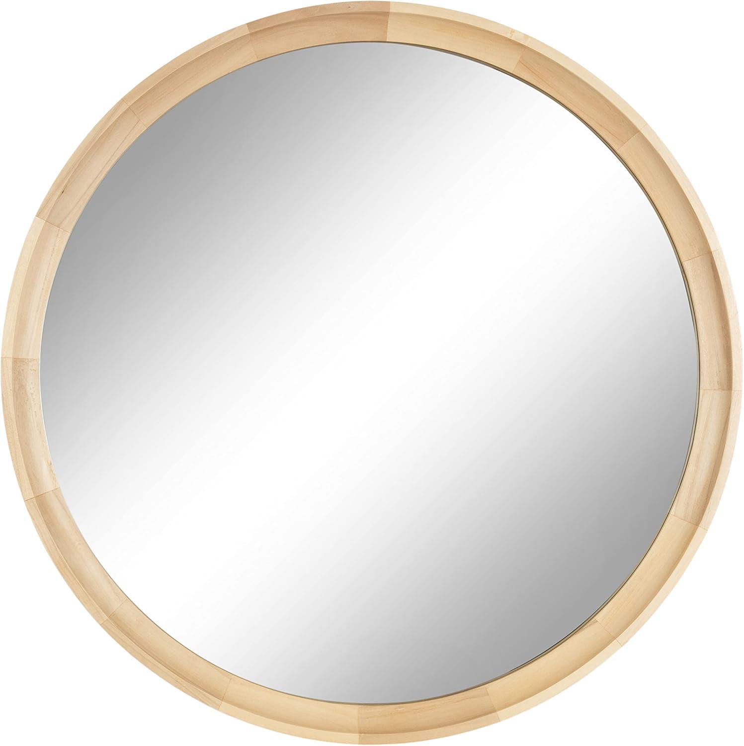 Kate and Laurel Hatherleigh Round Wood Wall Mirror