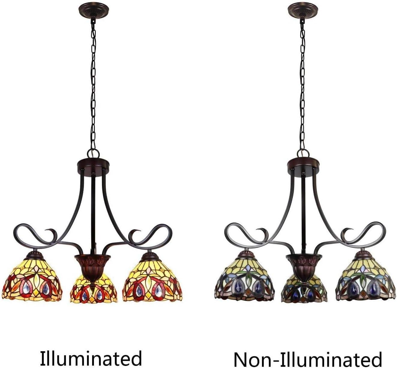 Radiance Goods Victorian Tiffany-Style Dark Bronze 3 Light Mini Chandelier 25" Wide