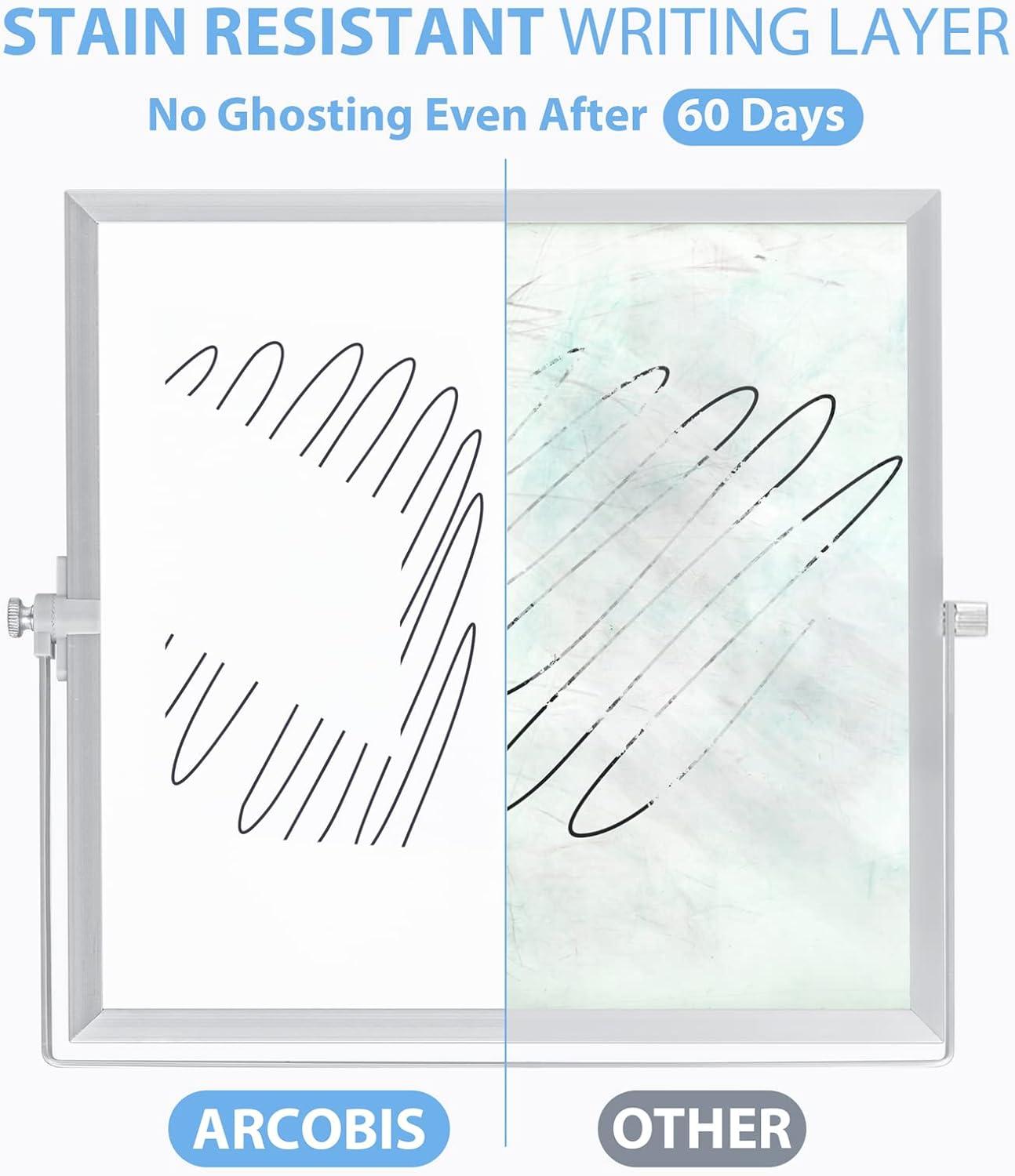 ARCOBIS Small WhiteBoard with Stand 10" X 10", Magnetic Double-Sided Dry Erase White Board Easel for Desk Students Home Office