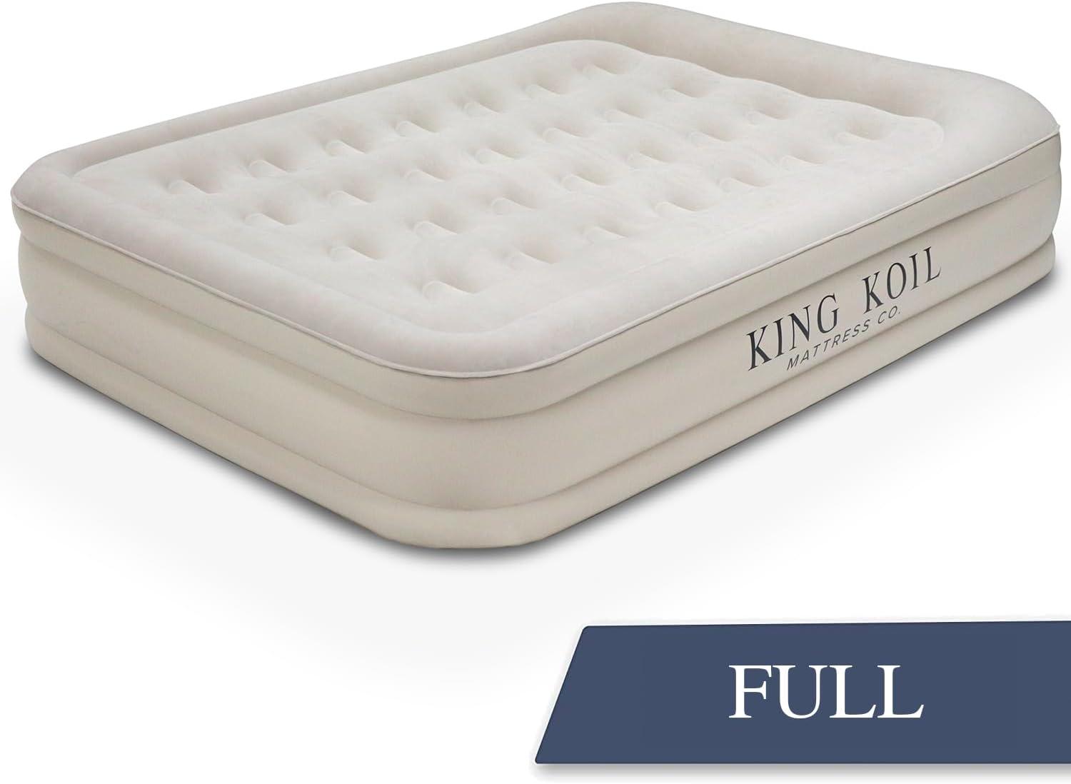 King Koil Beige King Size Raised Air Mattress with Built-in Pump