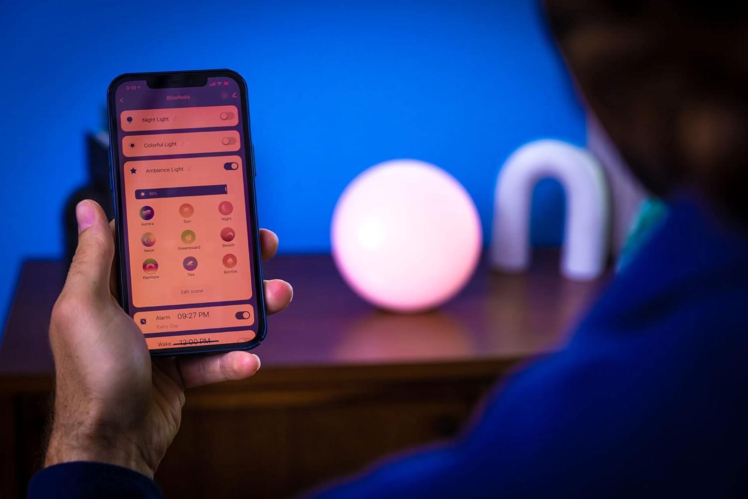 BlissLights BlissRadia - LED Smart Lamp, 16 Million Colors, Compatible with Alexa and Google Home