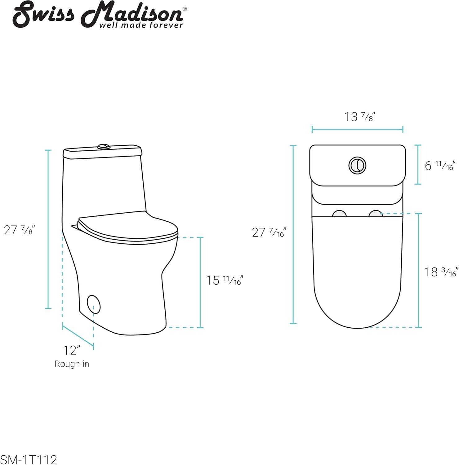 Swiss Madison Ivy One-Piece Elongated Toilet Vortex Dual-Flush 1.1/1.6 gpf