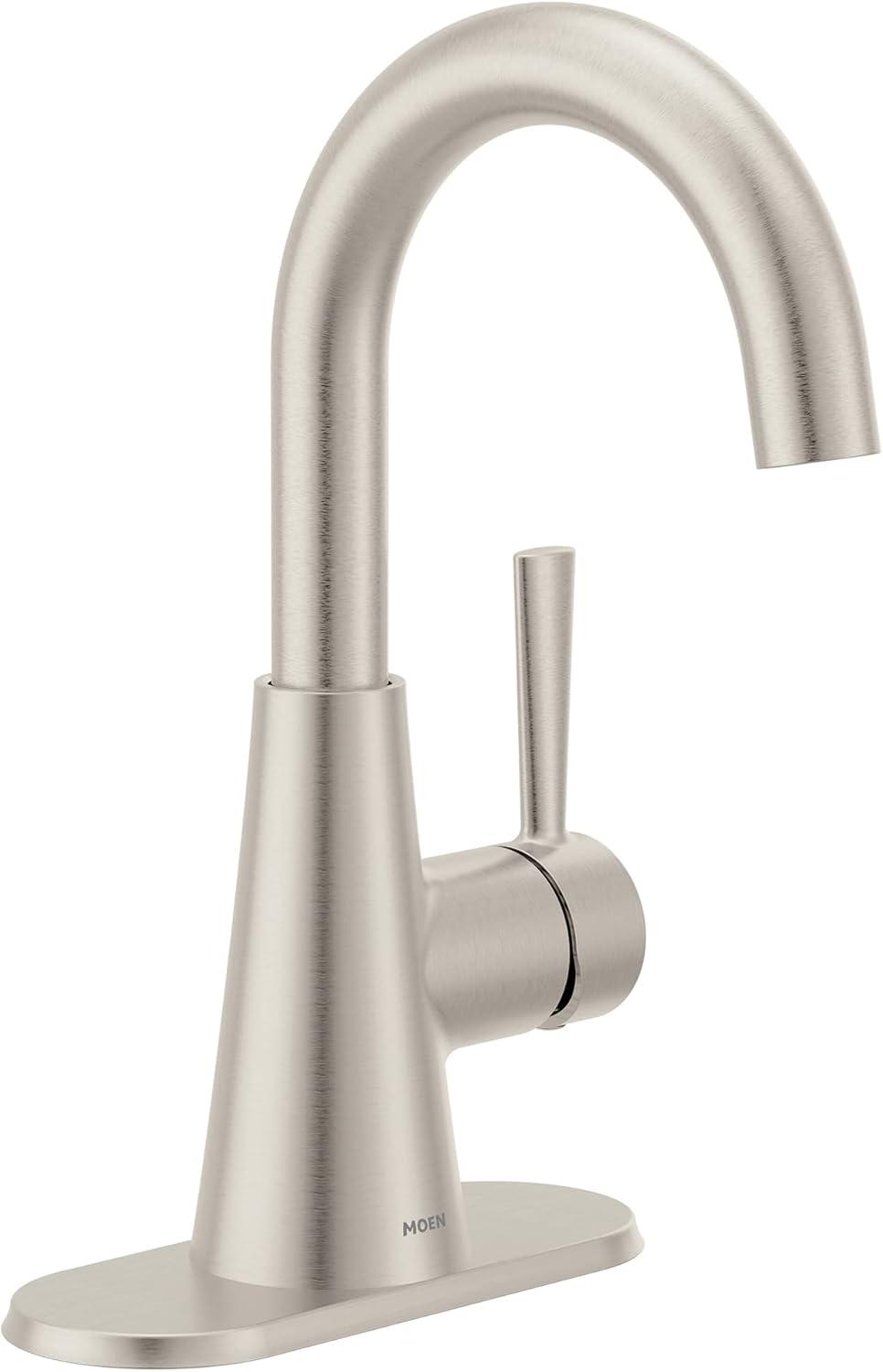 Ronan One-Handle Single Hole Modern Bathroom Sink Faucet with Optional Deckplate and Spring Drain