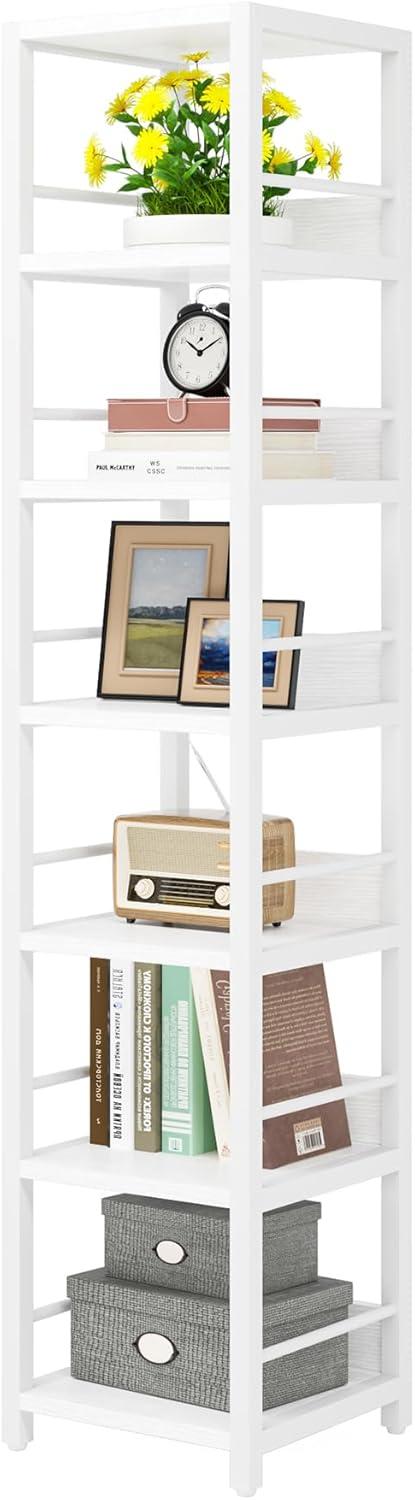 75 Inch Tall Narrow Corner Shelves, 6-Tier Etagere Shelve Storage Rack Bookshelves for Home Office White