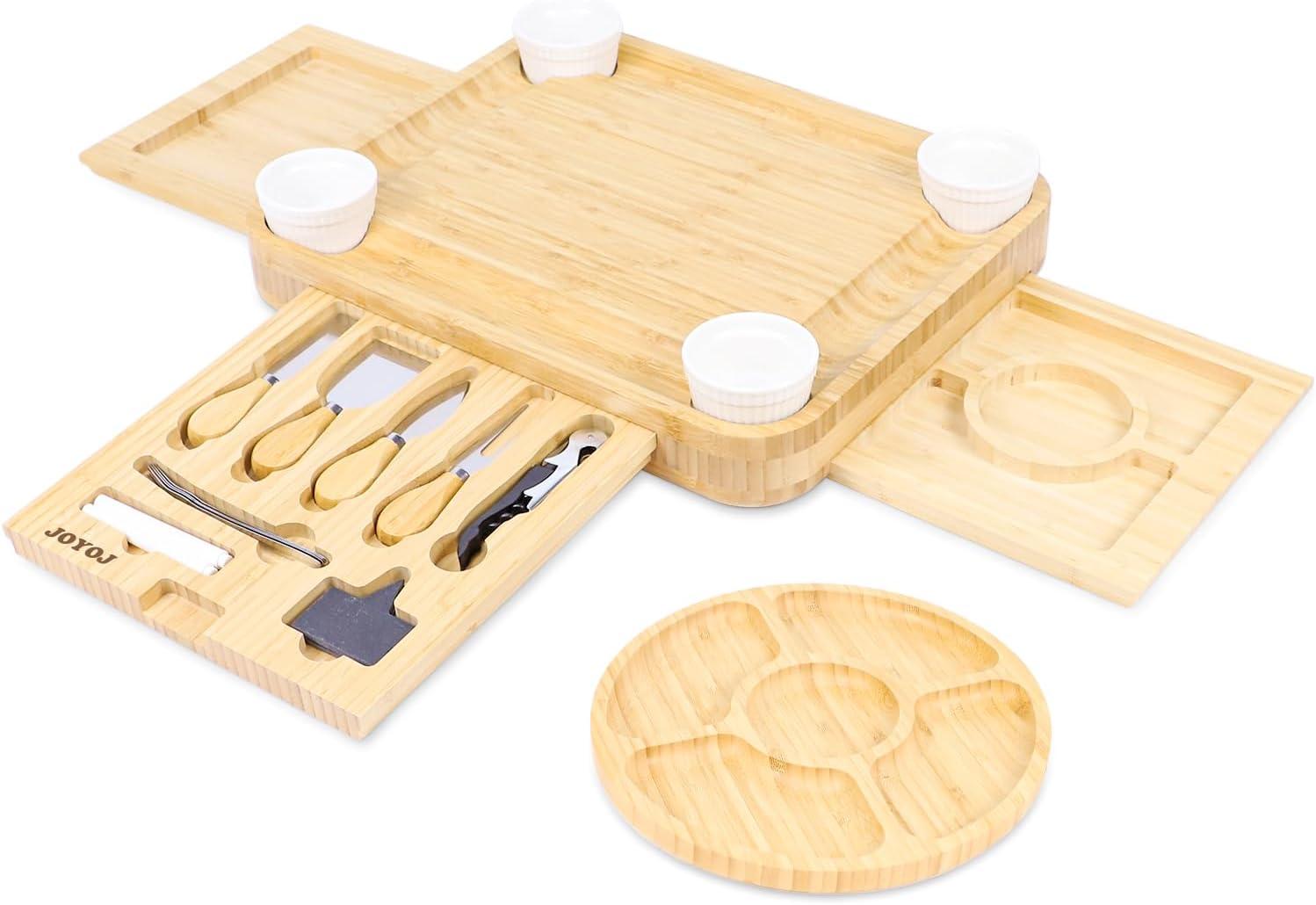 Large Bamboo Cheese Board Set; for Mom, House Warming Gifts, Wedding Gifts, Bridal Shower Gift, Thanksgiving Gifts