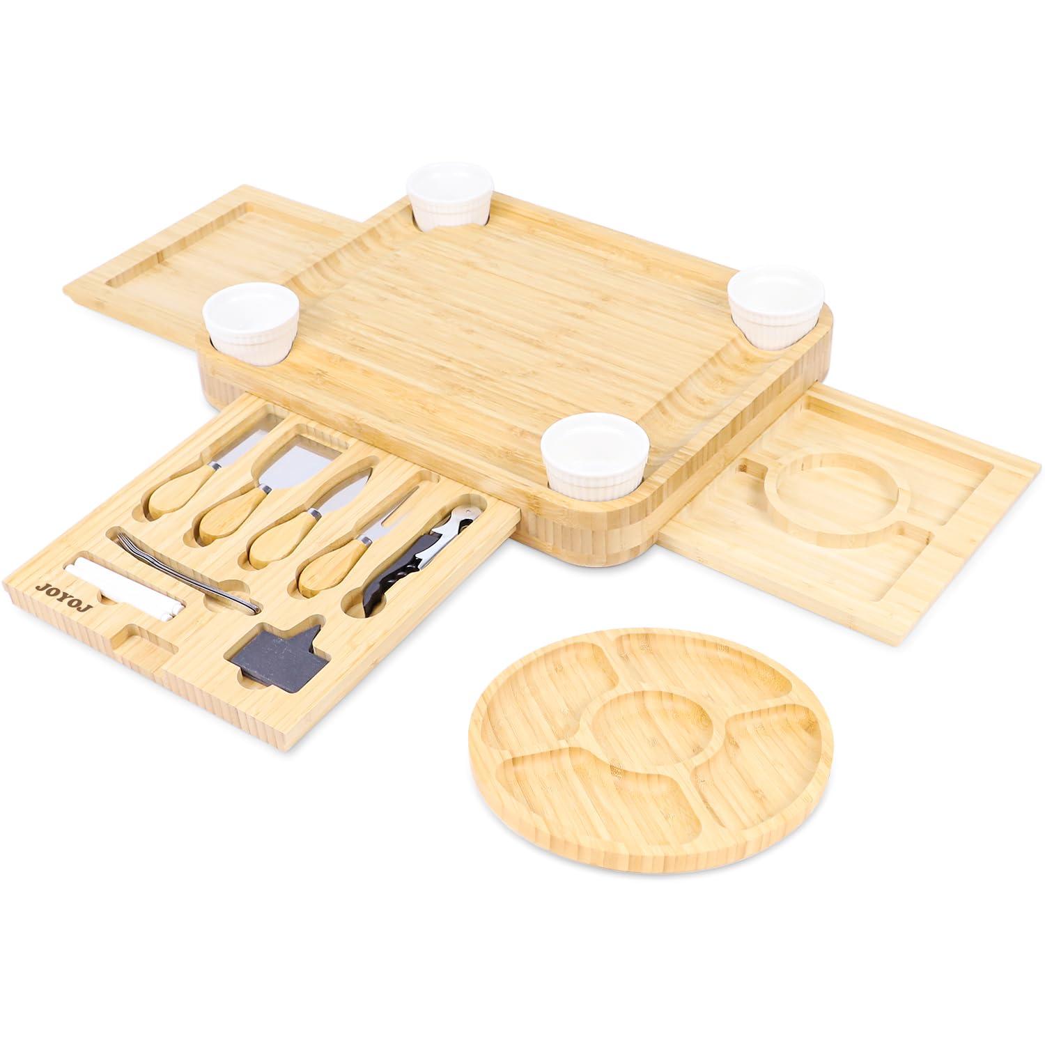 Large Bamboo Cheese Board Set; for Mom, House Warming Gifts, Wedding Gifts, Bridal Shower Gift, Thanksgiving Gifts