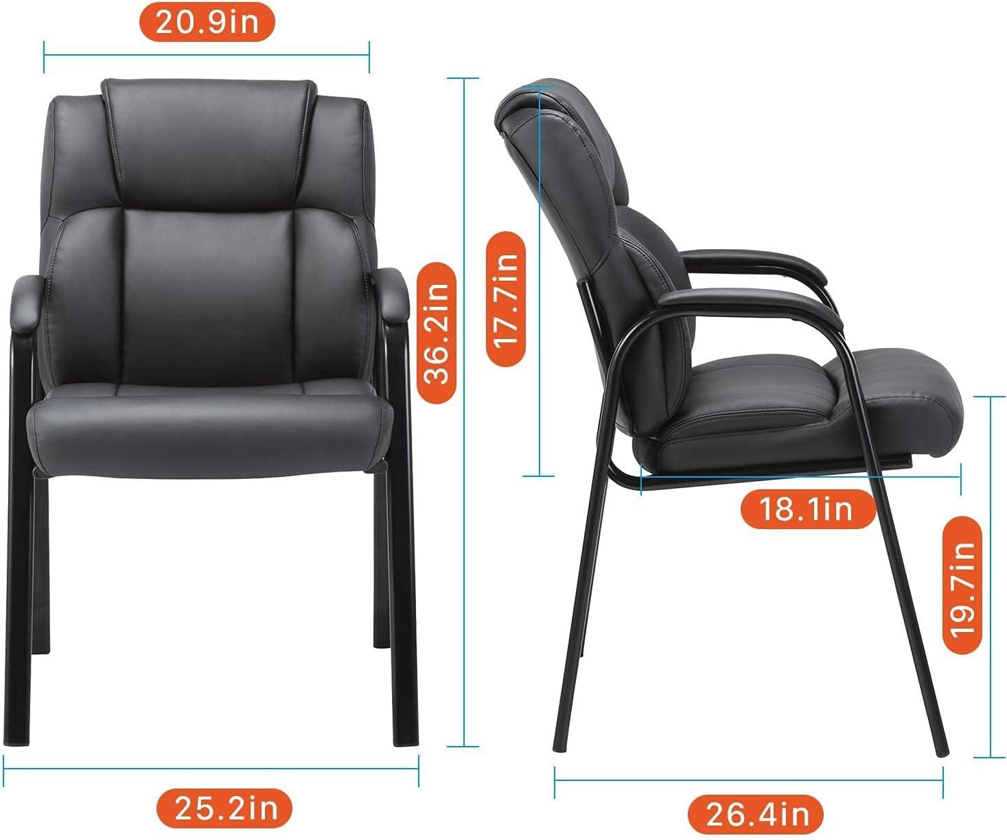 Black Leather Executive Guest Chair with Metal Frame