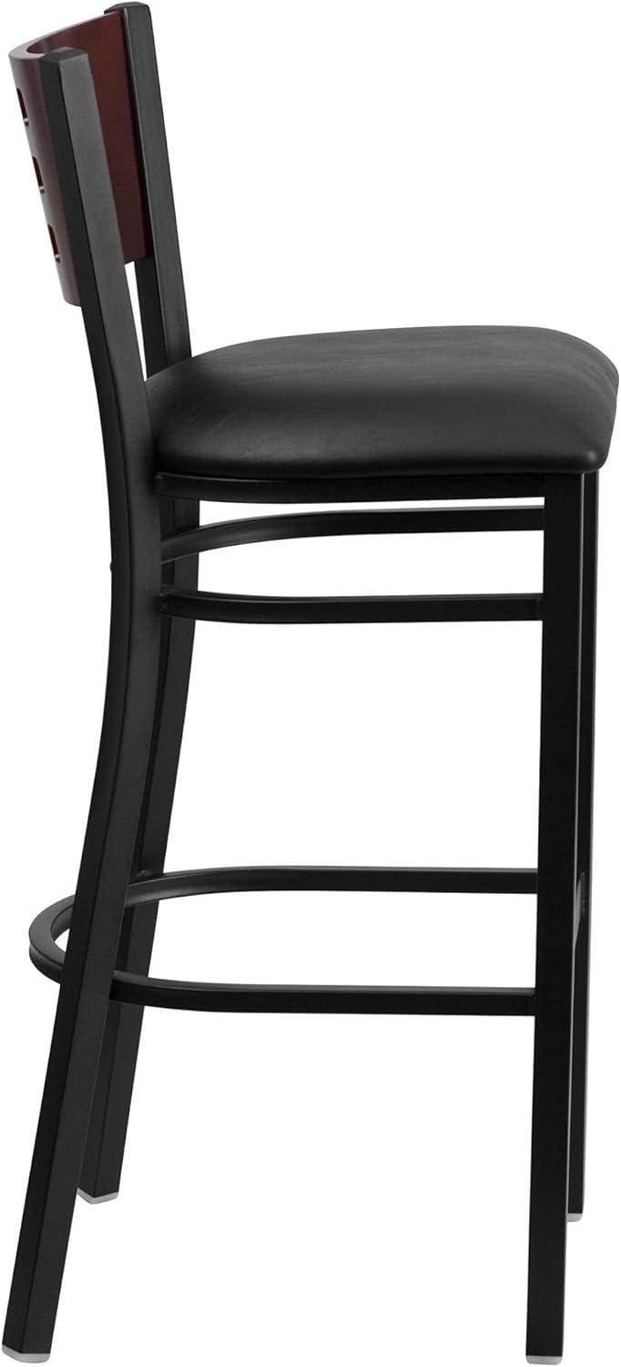 Flash Furniture Black Decorative Cutout Back Metal Restaurant Barstool