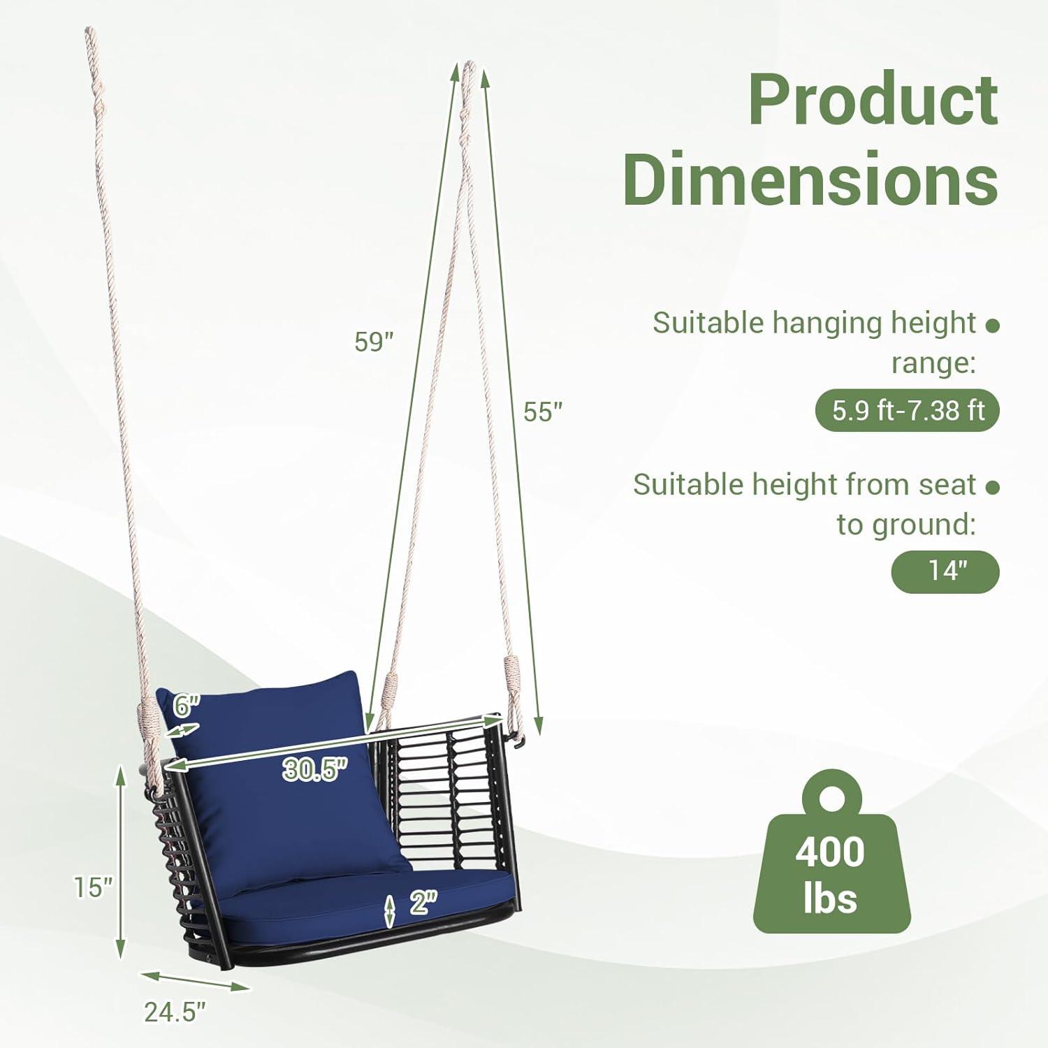 Arlmont & Co. Arlmont & Co. Patio Hanging Rattan Basket Chair Swing Hammock Chair With Seat Cushion