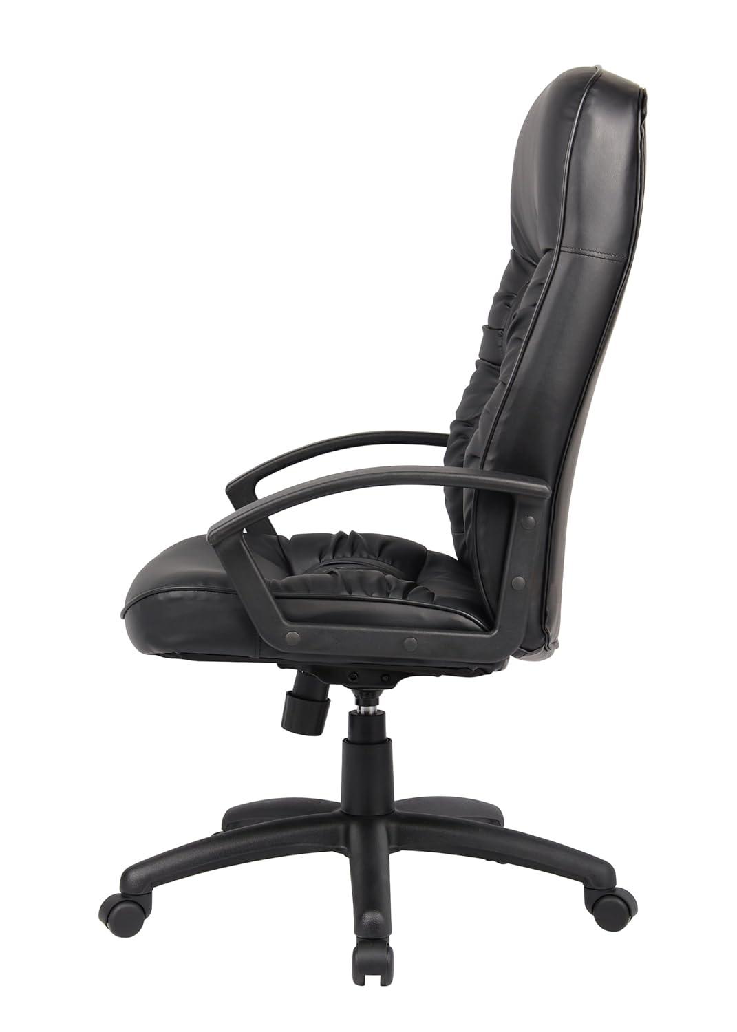 High Back LeatherPlus Chair Black - Boss Office Products: Ergonomic, Adjustable, Swivel, Casters/Wheels