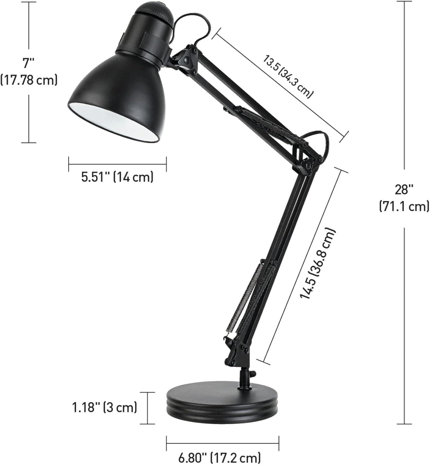 Globe Electric 28" Contemporary Heavy Base Architect Black Swing Arm Desk Lamp, 5698601