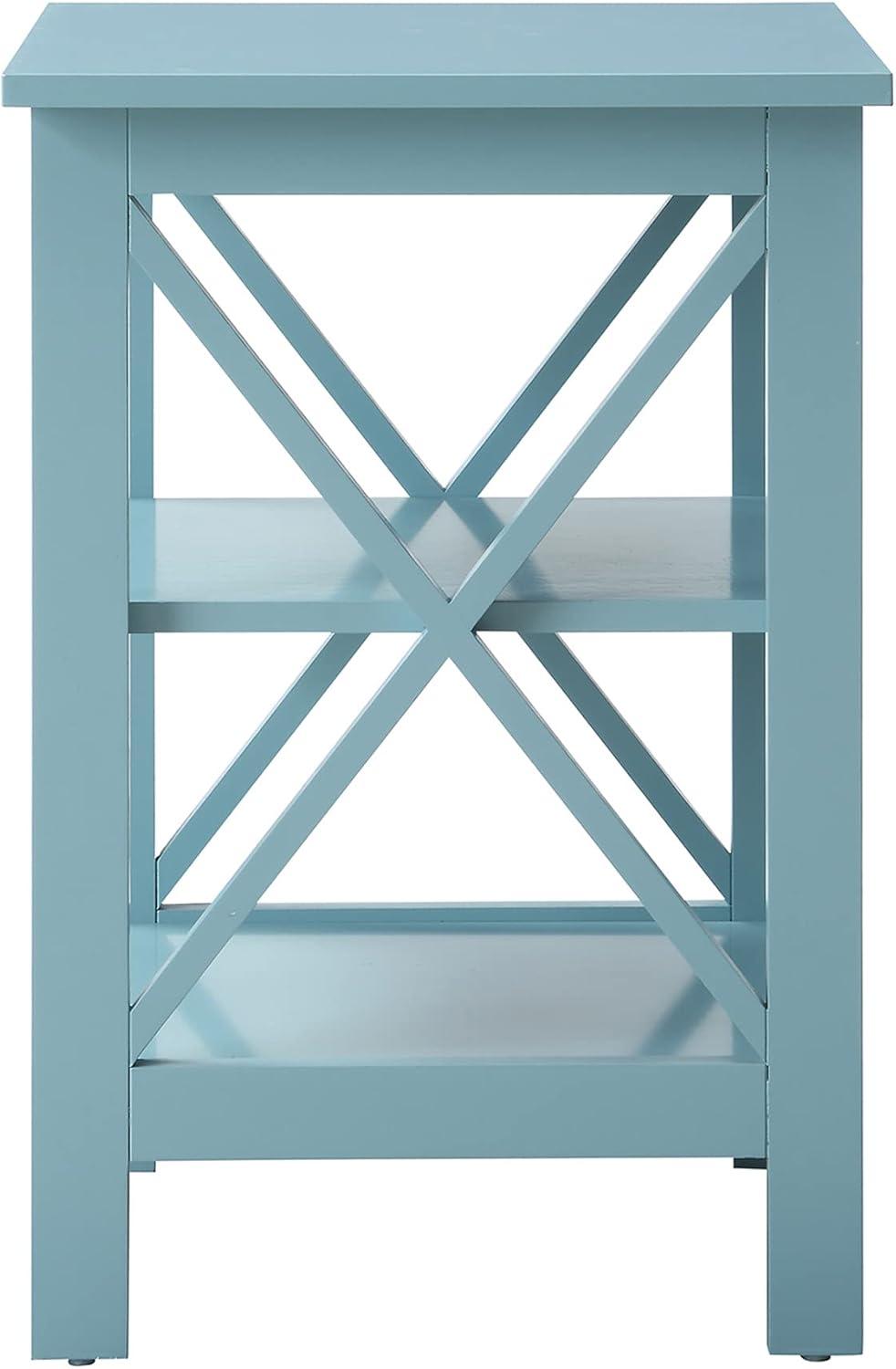 Sea Foam 16" Square Wood End Table with Shelves