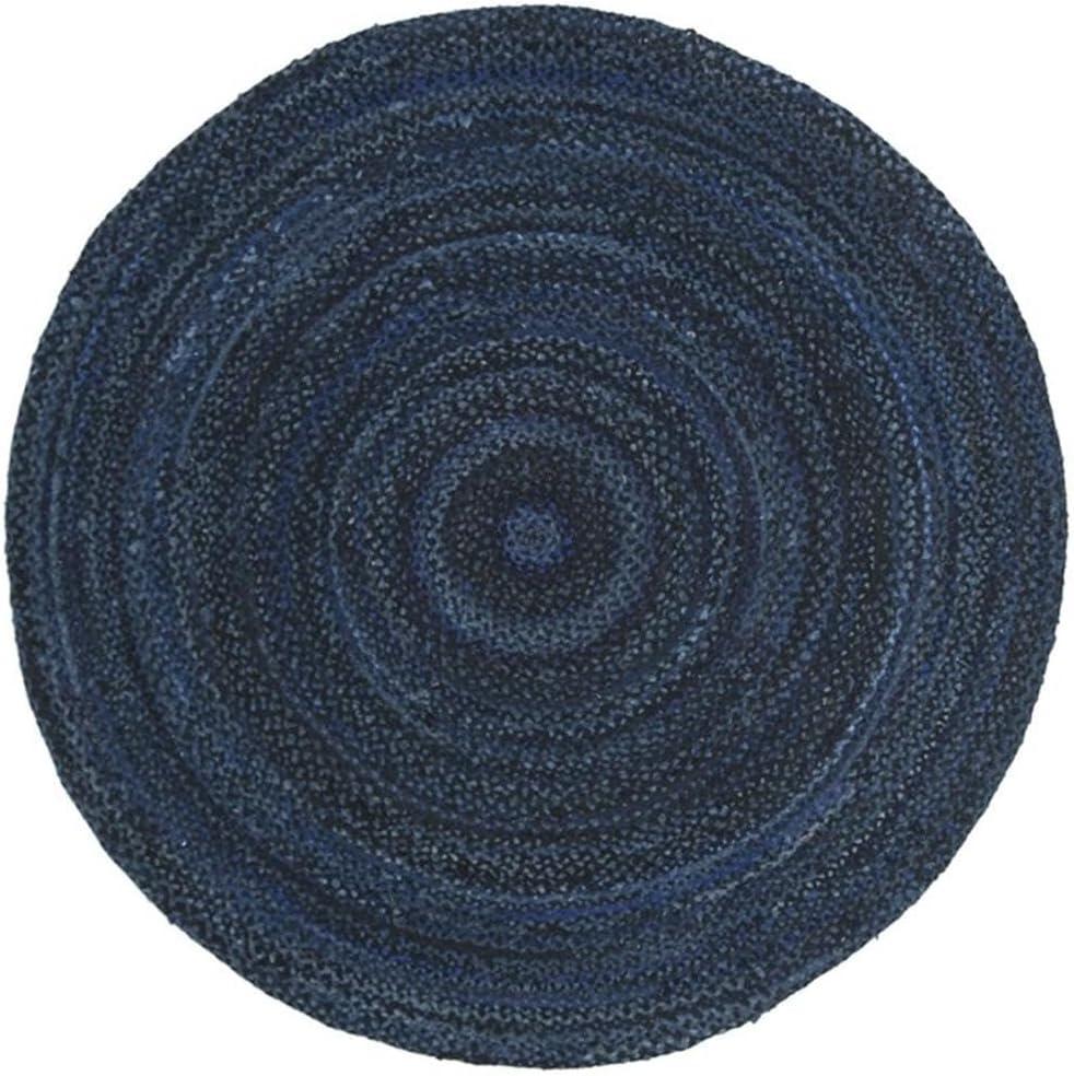 Braided BRD452 Hand Woven Indoor Area Rug - Navy/Black - 5' Round - Safavieh