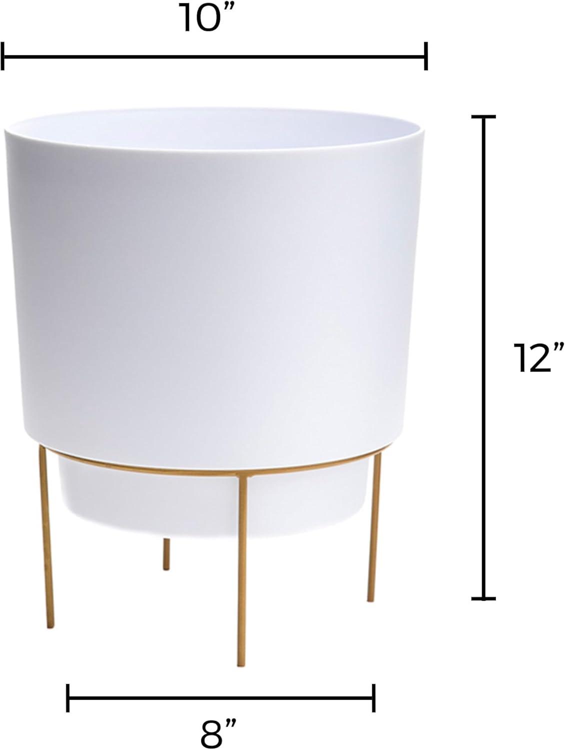 Bloem Hopson 12 in. H X 10 in. D Metal/Plastic Planter with Stand Casper White